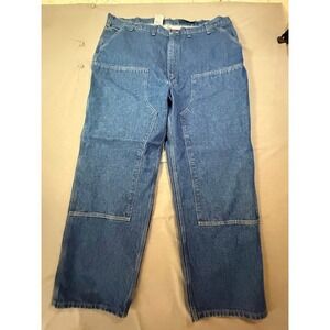 Carhartt‎ Double Knee Logger Dungaree Work Jeans Blue Denim Heavy Mens 46x32